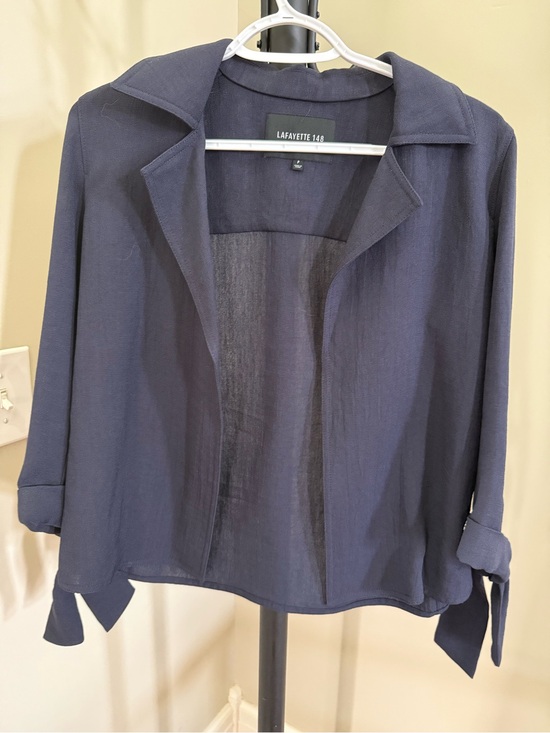 Lafayette 148 New York Jackets & Blazers - Lafayette 148 New York Navy Open-Front Lightweight Jacket